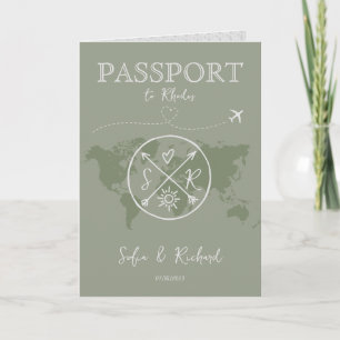 Rhodes Bröllop Destination Karta Passport QR-kod f Inbjudan