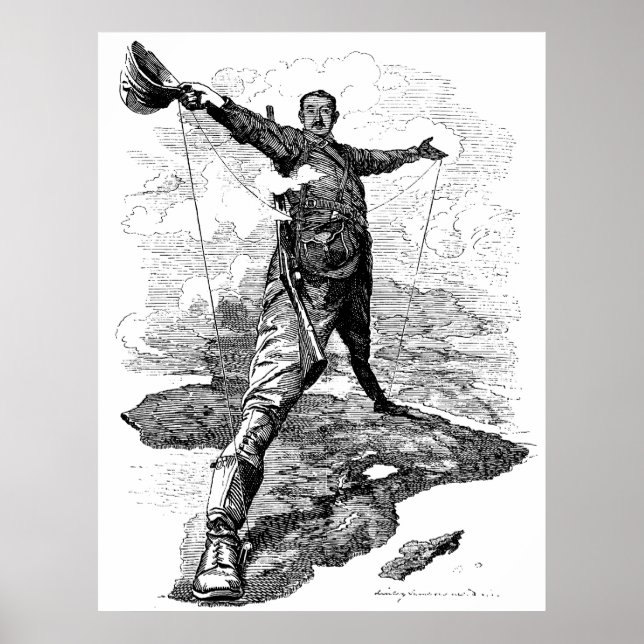 Rhodes Colossus Caricature av Edward Sambourne Poster (Framsidan)