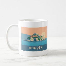 Rhodes Greece Pastel Travel - Medieval Old Town Kaffemugg