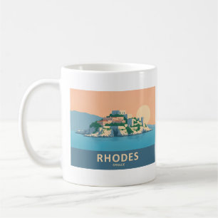 Rhodes Greece Pastel Travel - Medieval Old Town Kaffemugg