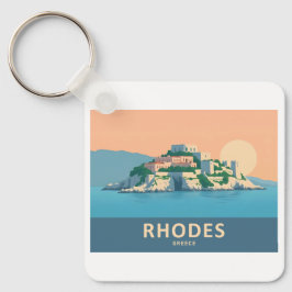 Rhodes Greece Pastel Travel - Medieval Old Town Nyckelring