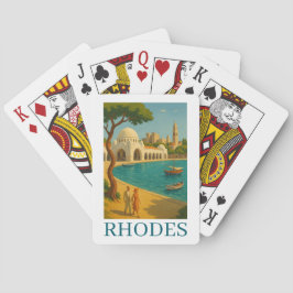 Rhodes Greece Retro Travel Art Casinokort
