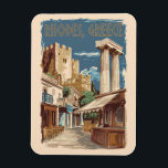 Rhodes Greece Ruins Travel Art Vintage Magnet<br><div class="desc">Rhodos retro-vektorns rörelsemodeller. Rhodos,  Greklands största Dodekanesiska öar,  är känd för sina strandorter och gamla ruiner.</div>