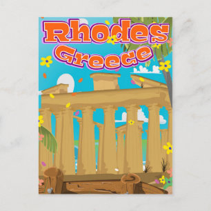 Rhodes Greece Travel-affisch. Vykort