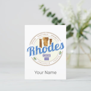 Rhodes Greece Vintage Island Aegean Souvenir Helg Vykort