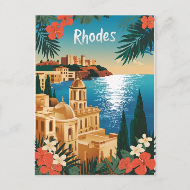Rhodes Greece vintage Vykort (Framsida)