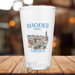 Rhodes Greece Watercolor – Greek Island Souvenir Glaskopp