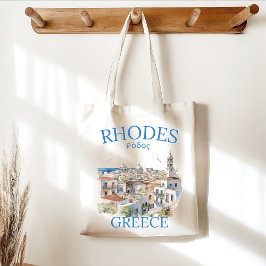 Rhodes Greece Watercolor – Greek Island Souvenir Tygkasse