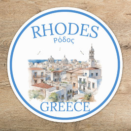 Rhodes Greece Watercolor – Greek Island Travel Klistermärken