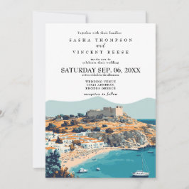Rhodes Greece Wedding Invitation Retro Inbjudningar