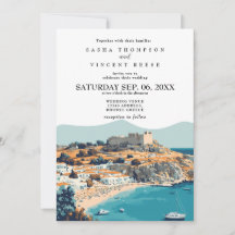 Rhodes Grekland Bröllopsinbjudan Retro