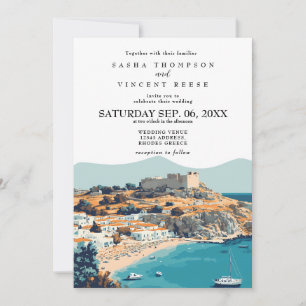 Rhodes Grekland Bröllopsinbjudan Retro Inbjudningar