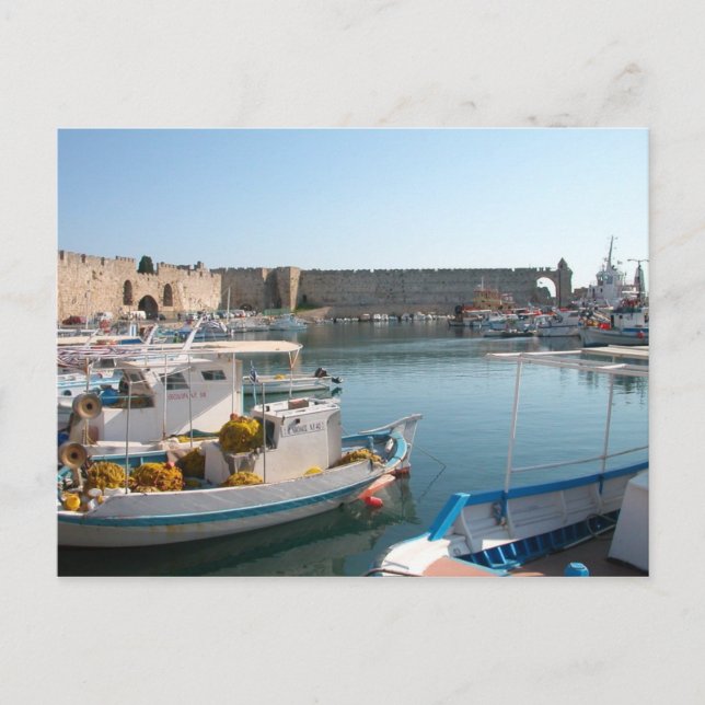 Rhodes Grekland hamnvykort Vykort (Framsida)