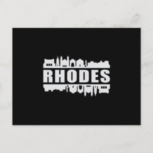 Rhodes Grekland Stad Siluett Rolig Present Vykort