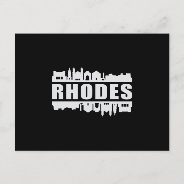 Rhodes Grekland Stad Siluett Rolig Present Vykort (Framsida)