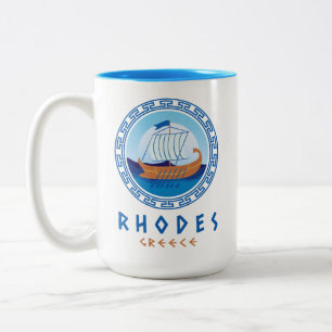 Rhodes, Greklands grekiska Frakt Design Två-Tonad Mugg