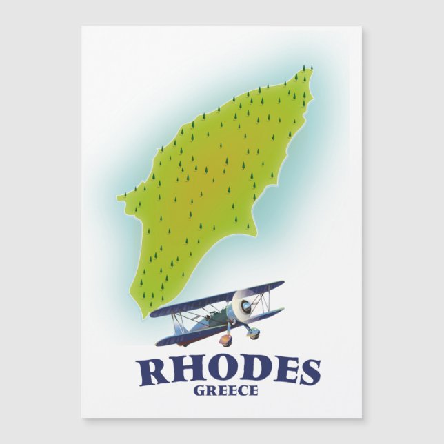 Rhodes, Greklands ö karta resaffisch. (Framsida)