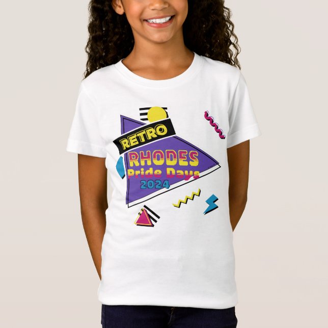 Rhodes Pride Days 2024 Retro Rhodes T Shirt (Framsida)