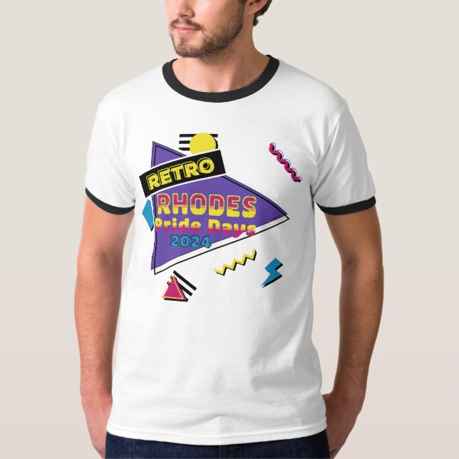 Rhodes Pride Days 2024 Retro Rhodes T Shirt (Framsida)