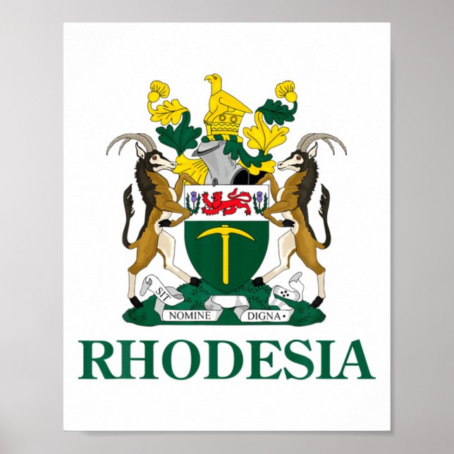 Rhodesia Coat Of Arms Zimbabwe Funny South Africa  Poster (Framsidan)