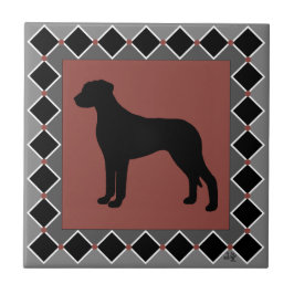 Rhodesian Ridgeback ArtDeco Silhouette Kakelplatta