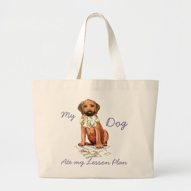 Rhodesian Ridgeback Ate Lesson Plan Large Tote Bag Jumbo Tygkasse (Framsidan)