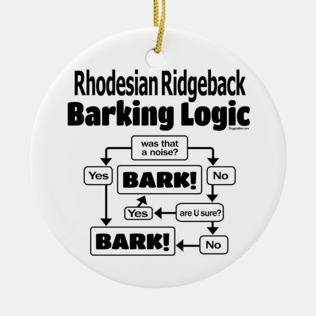 Rhodesian Ridgeback Barking Logic Julgransprydnad Keramik (Framsidan)