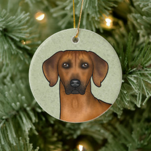 Rhodesian Ridgeback Brun Afrikansk Lejon Hund Huvu Julgransprydnad Keramik