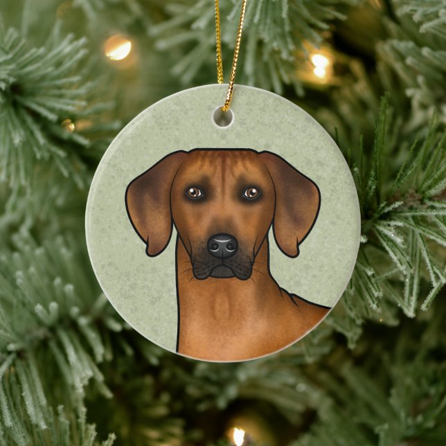 Rhodesian Ridgeback Brun Afrikansk Lejon Hund Huvu Julgransprydnad Keramik (Träd)