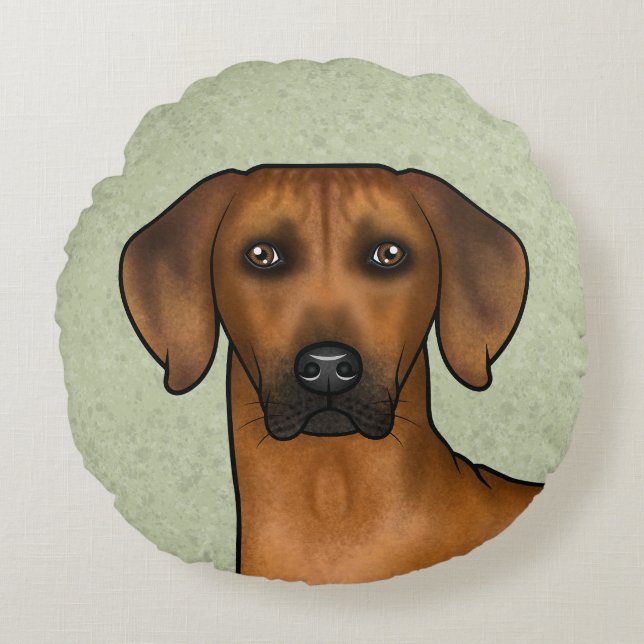Rhodesian Ridgeback Brun Afrikansk Lejon Hund Huvu Rund Kudde (Framsidan)