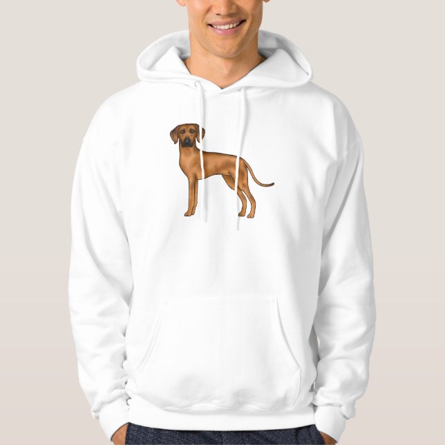 Rhodesian Ridgeback Brun Tecknad Lejon Hund Design Hoodie (Framsida)
