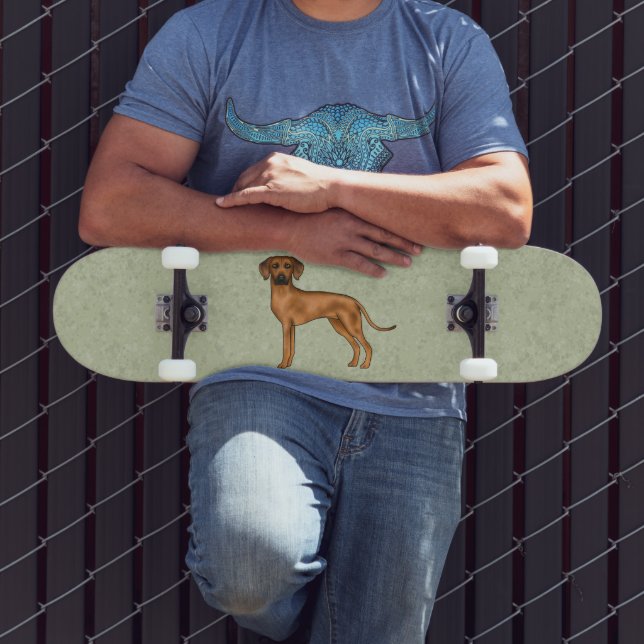 Rhodesian Ridgeback Brun Tecknad Lejon Hund Grön Mini Skateboard Bräda 18,5 Cm (Utomhus 3)