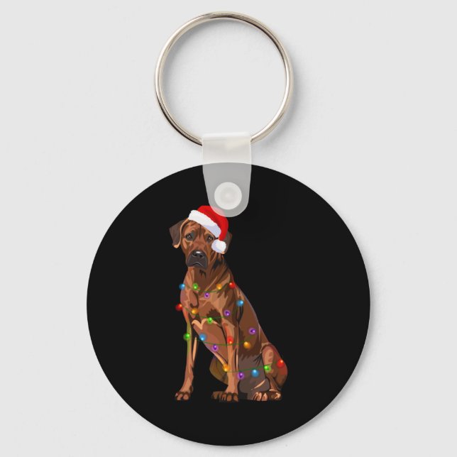 Rhodesian Ridgeback Christmas Lights Xmas Dog Love Nyckelring (Framsida)