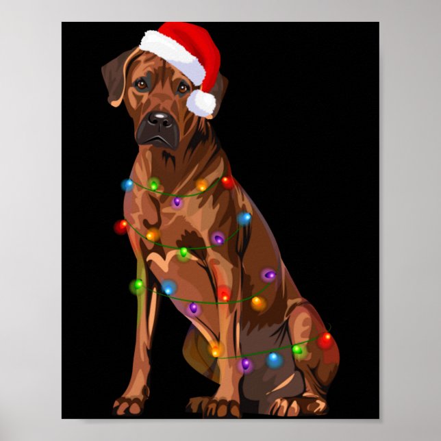 Rhodesian Ridgeback Christmas Lights Xmas Dog Love Poster (Framsidan)