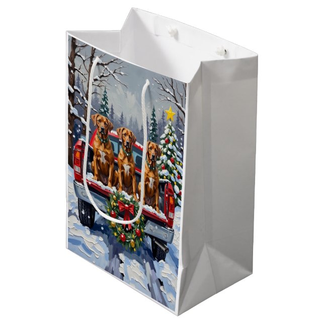 Rhodesian Ridgeback Christmas Red Truck Holiday (Framsidan Vinklad)