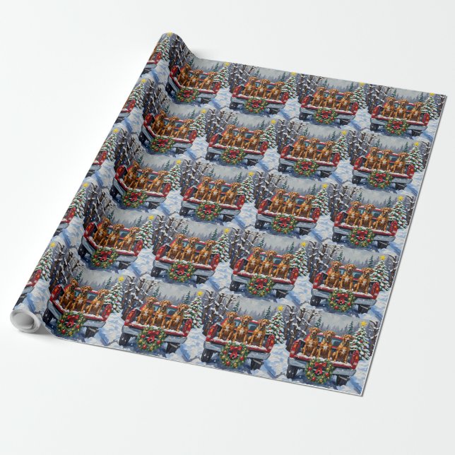 Rhodesian Ridgeback Christmas Red Truck Holiday Presentpapper (Utrullad)