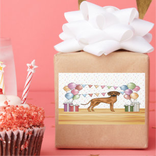 Rhodesian Ridgeback Cute Colorful Pastel Birthday Rektangulärt Klistermärke