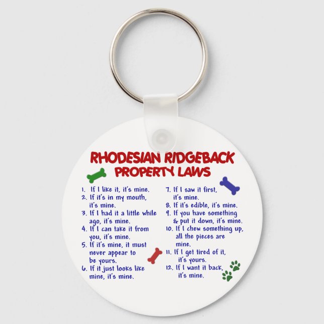 RHODESIAN RIDGEBACK Egendom LAGSTIFTNING 2 Nyckelring (Framsida)
