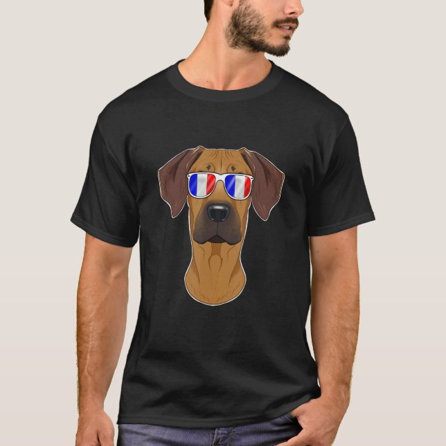 Rhodesian Ridgeback Frankrike Solglasögon I Fransk T Shirt (Framsida)