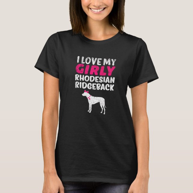 Rhodesian Ridgeback Girl Hund Girly Gender Reveal T Shirt (Framsida)