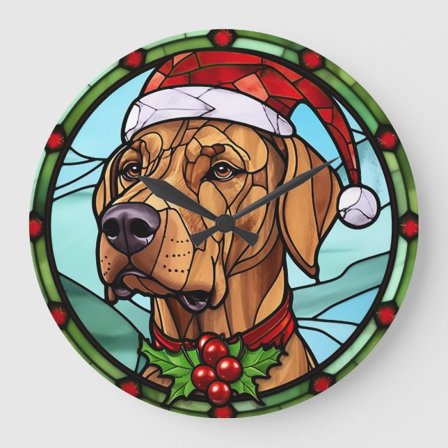 Rhodesian Ridgeback Glas-i-glas-julgran Stor Klocka (Framsida)