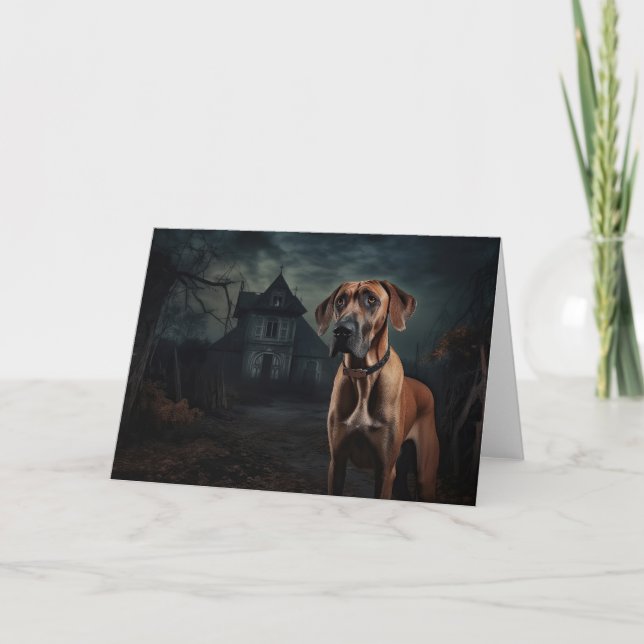 Rhodesian Ridgeback Halloween Scary Kort (Framsida)