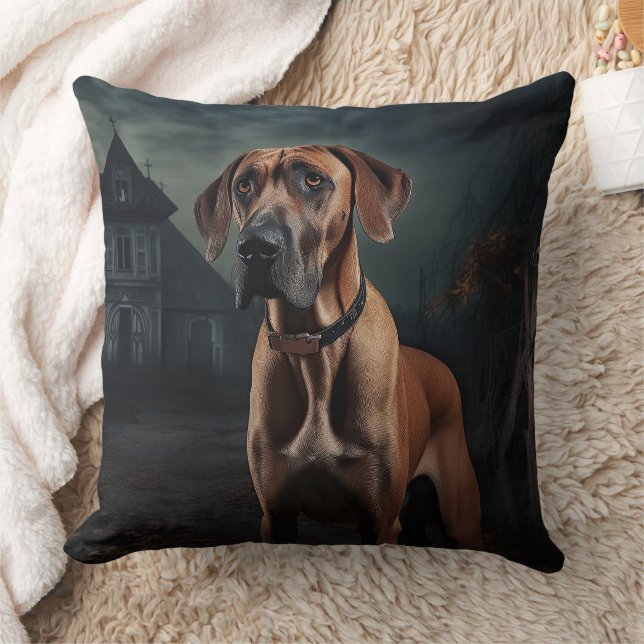 Rhodesian Ridgeback Halloween Scary Kudde (Filt)