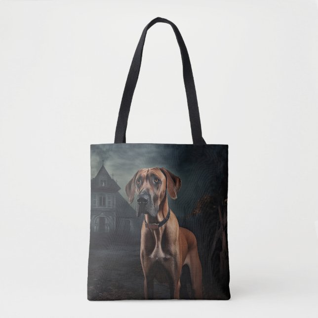 Rhodesian Ridgeback Halloween Scary Tygkasse (Framsida)