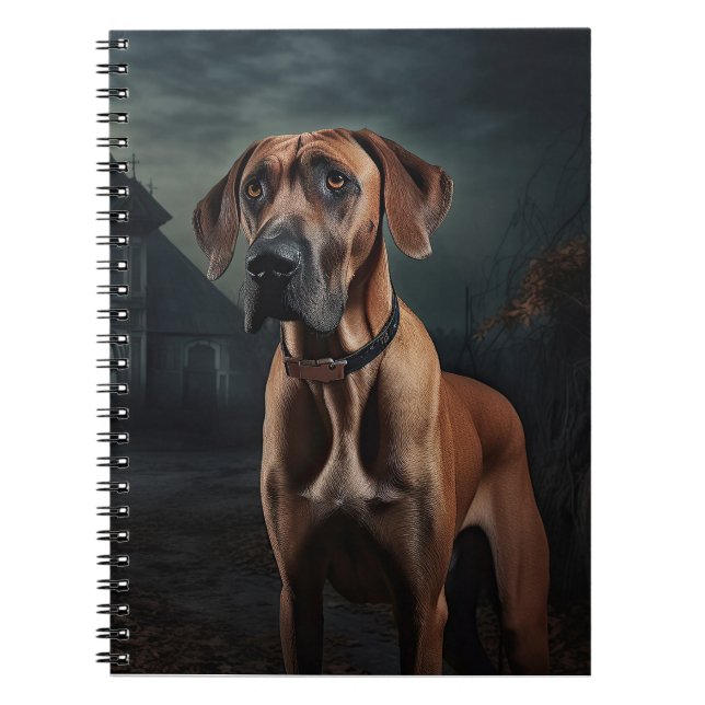 Rhodesian Ridgeback Halloween Skräckinjagande Anteckningsbok (Framsidan)