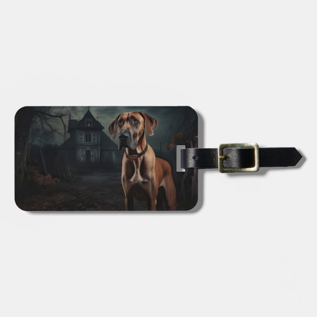 Rhodesian Ridgeback Halloween Skräckinjagande Bagagebricka (Horisontell Framsida)
