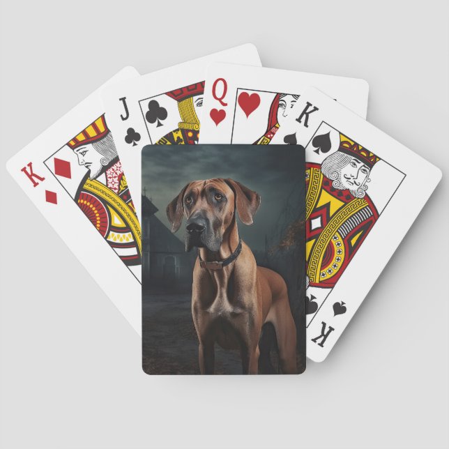 Rhodesian Ridgeback Halloween Skräckinjagande Casinokort (Baksidan)