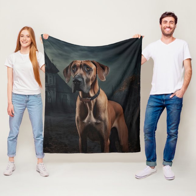 Rhodesian Ridgeback Halloween Skräckinjagande Fleecefilt (På plats)