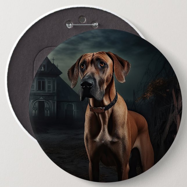 Rhodesian Ridgeback Halloween Skräckinjagande Knapp (Framsida & baksida)