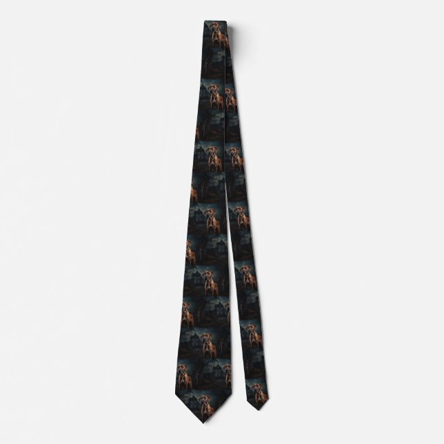 Rhodesian Ridgeback Halloween Skräckinjagande Slips (Framsida)